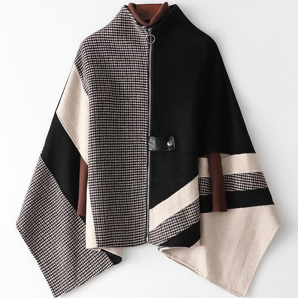 women's wool & blends high street fashion winter women coats warm turtleneck zipper bat sleeved striped plaid oversize large overcoats, Black
women's wool & blends high street fashion winter women coats warm turtleneck zipper bat sleeved striped plaid oversize large overcoats, Black