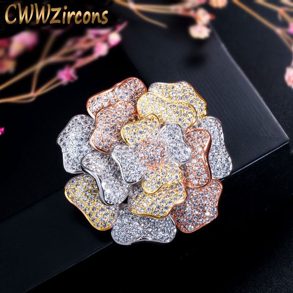 cwwzircons 3d design mixed rose gold silver plated cubic zirconia large luxury wedding party flower brooches for women bh009 201009, Gray
cwwzircons 3d design mixed rose gold silver plated cubic zirconia large luxury wedding party flower brooches for women bh009 201009, Gray
