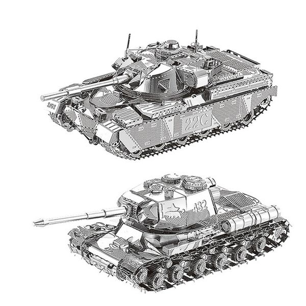 2pcs Set Hk Nan Yuan 3d Metal Puzzle Js-2 Tank And Chief Tank Mk50 Diy Laser Cut Puzzles Jigsaw Model Toys For Kids Gift Y200421