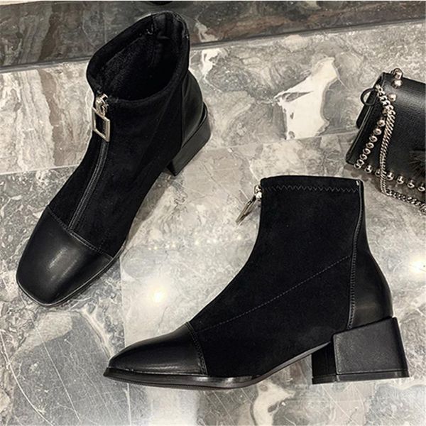 scarpe donna women boots female shoes med heels ladies boot flock chaussures femmesquare toe female shoes patchwork zipper botas, Black
scarpe donna women boots female shoes med heels ladies boot flock chaussures femmesquare toe female shoes patchwork zipper botas, Black