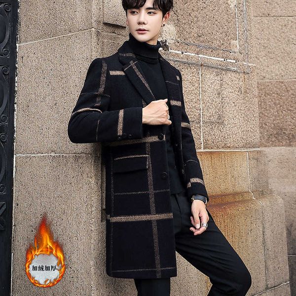 2020 fashion cool autumn and winter wool plaid cloth coat british long men's han style windbreaker, Black;brown
2020 fashion cool autumn and winter wool plaid cloth coat british long men's han style windbreaker, Black;brown