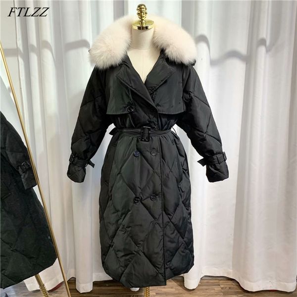ftlzz new winter large natural fur long jacket 90% white duck down parka women warm snow double breasted sash tie up down coats 201103, Black
ftlzz new winter large natural fur long jacket 90% white duck down parka women warm snow double breasted sash tie up down coats 201103, Black