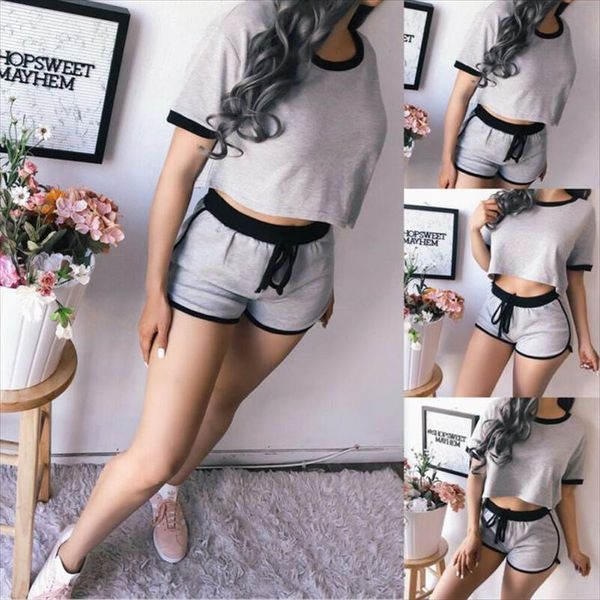 women tracksuit 2pcs women sports romper crop shorts jumpsuit summer set outfits, Gray
women tracksuit 2pcs women sports romper crop shorts jumpsuit summer set outfits, Gray