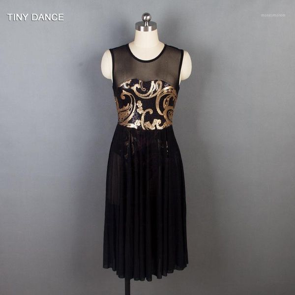 black mesh and gold sequin dress for ballet dancing lyrical and contemporary dance costume 178021, Black;red 
black mesh and gold sequin dress for ballet dancing lyrical and contemporary dance costume 178021, Black;red