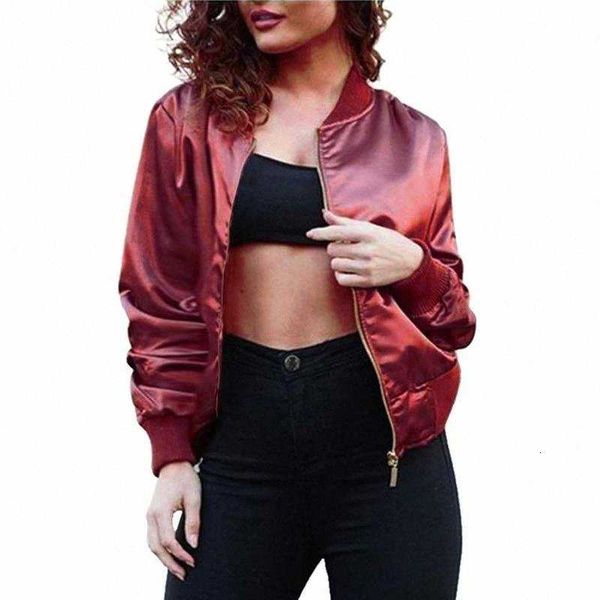 new fashion vintage women solid satin bomber jacket coat flight army biker retro zip up outwear autumn winter spge#, Black;brown 
new fashion vintage women solid satin bomber jacket coat flight army biker retro zip up outwear autumn winter spge#, Black;brown