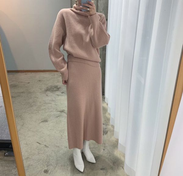 large-sized women's knitted or crocheted assemblies a solid high-pit neck pullover and ankle length skirts knitting matching sets t9g0, Gray
large-sized women's knitted or crocheted assemblies a solid high-pit neck pullover and ankle length skirts knitting matching sets t9g0, Gray