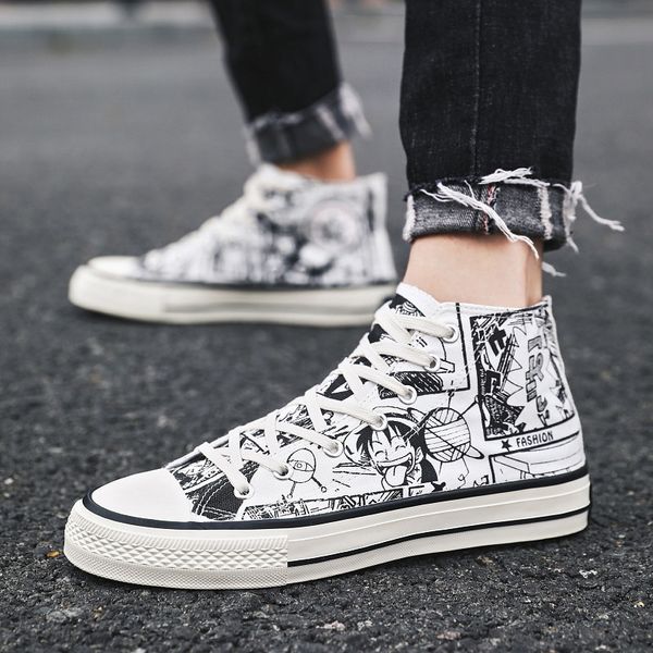 mens new black white cartoon canvas fashion casual flats high/low sneaker for young student boys breathable shoes a282
mens new black white cartoon canvas fashion casual flats high/low sneaker for young student boys breathable shoes a282