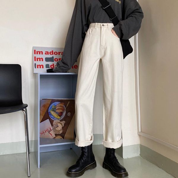 women's jeans denim straight pants spring autumn 2021 high waist wide leg loose casual white solid color women 619j, Blue
women's jeans denim straight pants spring autumn 2021 high waist wide leg loose casual white solid color women 619j, Blue