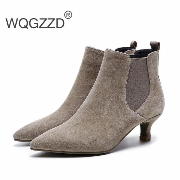 2020 european new design kid suede women shoes pointed toe elegant female ankle boots low heel genuine leather booties, Black
2020 european new design kid suede women shoes pointed toe elegant female ankle boots low heel genuine leather booties, Black