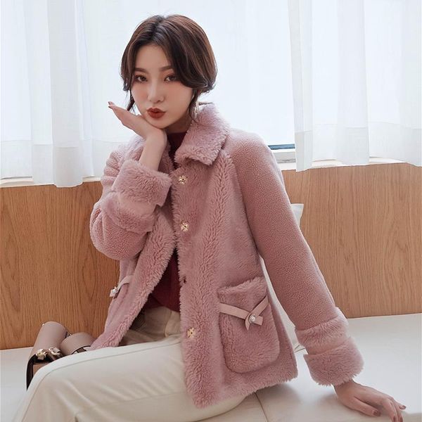 frseucag new grain fleece short wool coat women's coat lapel long sleeve knit cardigan fashion slim coat, Black
frseucag new grain fleece short wool coat women's coat lapel long sleeve knit cardigan fashion slim coat, Black