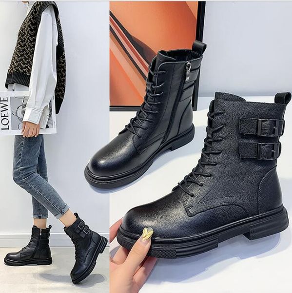 2021 winter new women's boots british style first layer cowhide black leather boots
2021 winter new women's boots british style first layer cowhide black leather boots
