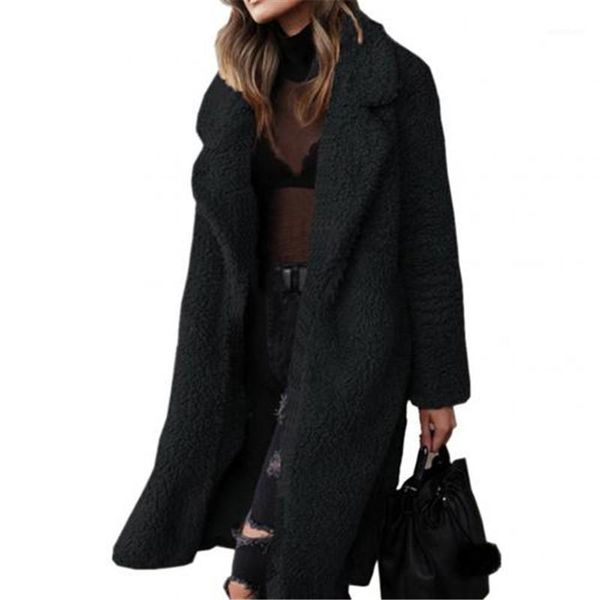 fashion women's winter thick plush lapel solid color long-sleeved warm cardigan mid-length jacket1, Black
fashion women's winter thick plush lapel solid color long-sleeved warm cardigan mid-length jacket1, Black