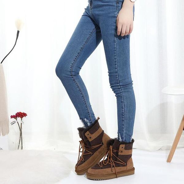 boots fashion women winter wool snow 100% genuine cow leather fur warm waterproof shoes, Black
boots fashion women winter wool snow 100% genuine cow leather fur warm waterproof shoes, Black