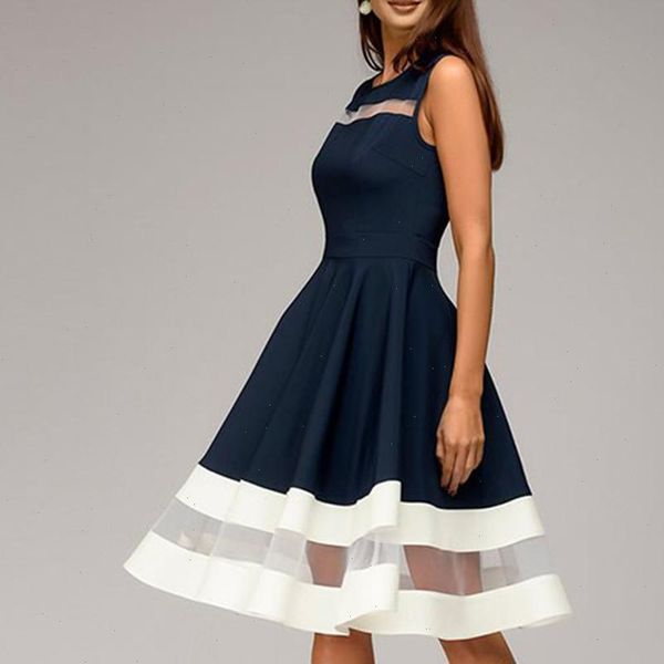 vintage women dresses o neck sleeveless mesh stitching waist tight large swing ladies dresses midi dress party dresses, Black;gray
vintage women dresses o neck sleeveless mesh stitching waist tight large swing ladies dresses midi dress party dresses, Black;gray