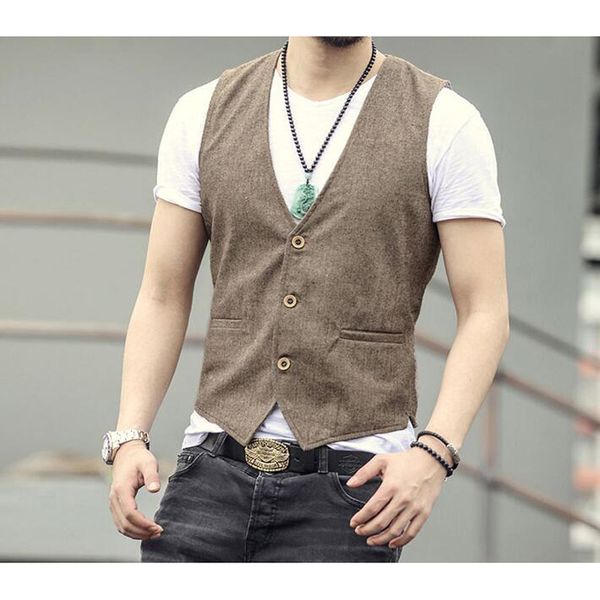 2021 men man's dressed in linen cotton gilet suit vest thin business jacket 821g, Black;white
2021 men man's dressed in linen cotton gilet suit vest thin business jacket 821g, Black;white