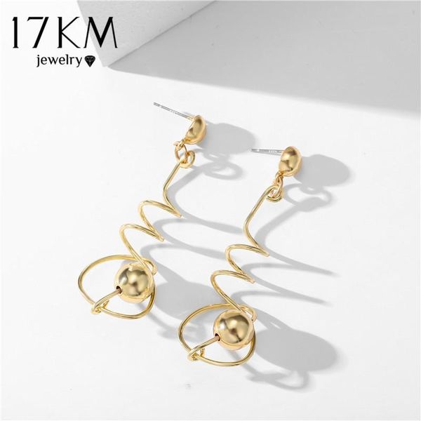 17km creative geometric gold long spiral earrings for women fashion irregular round ball earring gift jewelry, Silver
17km creative geometric gold long spiral earrings for women fashion irregular round ball earring gift jewelry, Silver