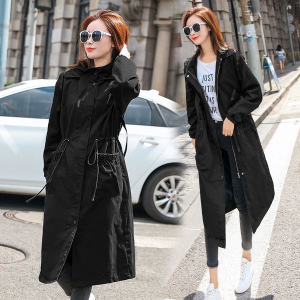 spring black women's 2020 new hooded windbreaker wild drawstring zipper simple temperament trench coat women abrigos z883, Tan;black
spring black women's 2020 new hooded windbreaker wild drawstring zipper simple temperament trench coat women abrigos z883, Tan;black
