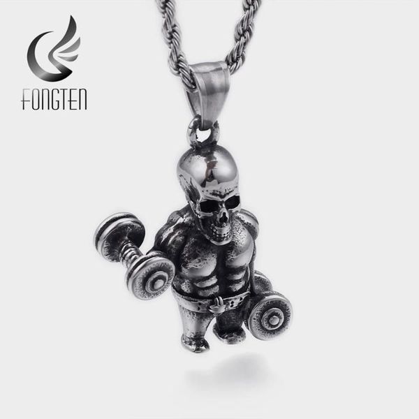 pendant necklaces fongten skeleton men necklace stainless steel sport dumbbell pendants hip hop mens jewelry, Silver
pendant necklaces fongten skeleton men necklace stainless steel sport dumbbell pendants hip hop mens jewelry, Silver