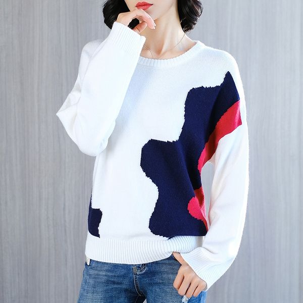 temperamental age reducing knitted new round neck bottoming sweater for women's wear with contrast color and thin long sleeve pullover, White;black
temperamental age reducing knitted new round neck bottoming sweater for women's wear with contrast color and thin long sleeve pullover, White;black