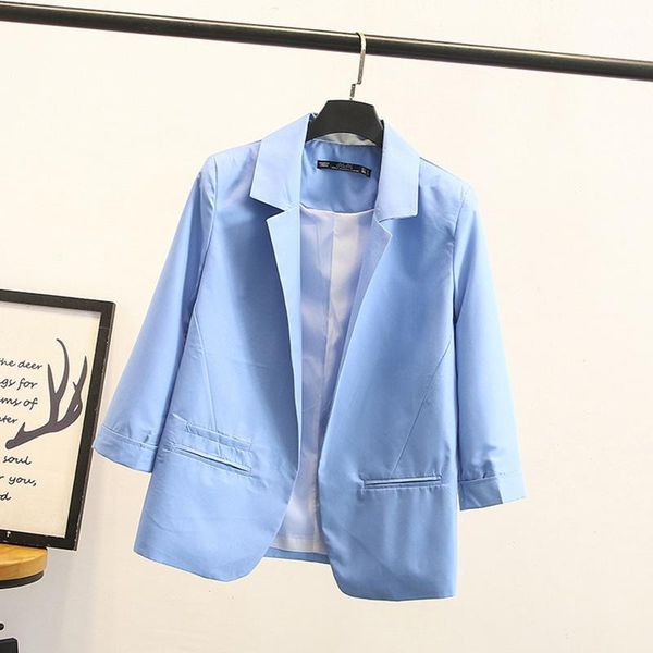 women suit jacket solid candy color ladies blazer curled seven-point sleeve small office lady suit1, White;black
women suit jacket solid candy color ladies blazer curled seven-point sleeve small office lady suit1, White;black