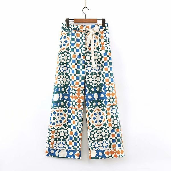 women's geometric printed pants, tights, elastic bands with ribbons, fly design
women's geometric printed pants, tights, elastic bands with ribbons, fly design