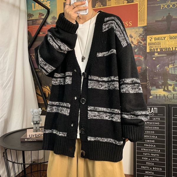 2021 men's blouse spring and winter new thin striped cardigan sweater young male clothes z7pd, White;black
2021 men's blouse spring and winter new thin striped cardigan sweater young male clothes z7pd, White;black