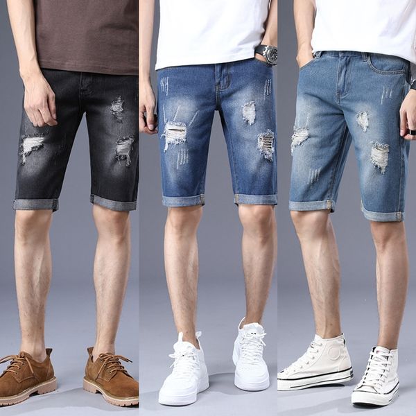 summer new fashion casual denim cropped men's ripped summer men's middle pants straight denim middle pants adfgz, Blue
summer new fashion casual denim cropped men's ripped summer men's middle pants straight denim middle pants adfgz, Blue