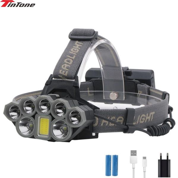 10000lm headlamp 2t6+5xpe+1cob 8led rechargeable usb headlight 18650 
10000lm headlamp 2t6+5xpe+1cob 8led rechargeable usb headlight 18650
