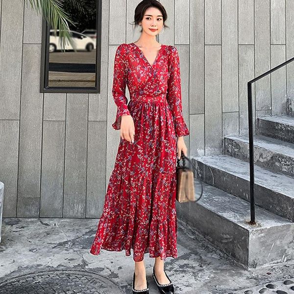 casual dresses women autumn dress ladies korean style vintage floral printed chiffon female v-neck long sleeve high waist, Black;gray
casual dresses women autumn dress ladies korean style vintage floral printed chiffon female v-neck long sleeve high waist, Black;gray