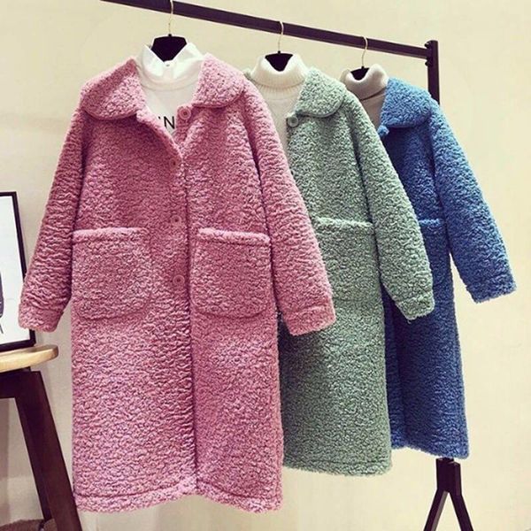 faux lamb wool warm winter coat women long jackets solid turn-down collar single breasted pockets 2020 new korean loose elegant, Black
faux lamb wool warm winter coat women long jackets solid turn-down collar single breasted pockets 2020 new korean loose elegant, Black