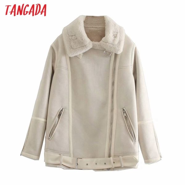 tangada women 2020 winter fur faux leather jacket coat with belt oversized female thick warm oversized overcoat 6p66 c1106, Black;brown
tangada women 2020 winter fur faux leather jacket coat with belt oversized female thick warm oversized overcoat 6p66 c1106, Black;brown