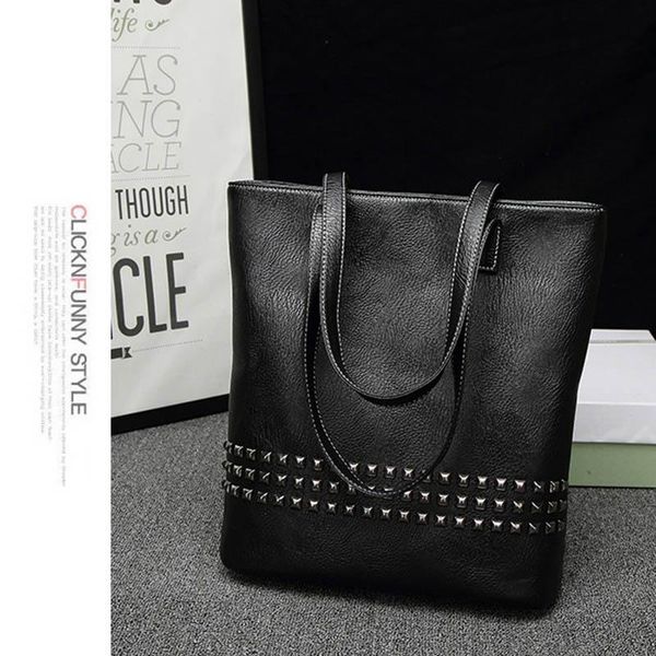 women pu leather female handbag autumn bag large size women shoulder bag daily vintage causal rivet bag(black
women pu leather female handbag autumn bag large size women shoulder bag daily vintage causal rivet bag(black