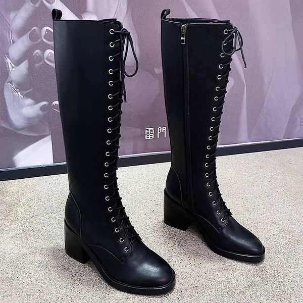 boots brand riding women's knee high cow leather round toe lace up thick keep warm gladiator knight botas mujer, Black
boots brand riding women's knee high cow leather round toe lace up thick keep warm gladiator knight botas mujer, Black