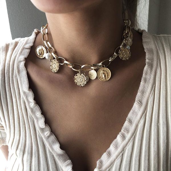 chokers yaayoo vintage pearl coin necklaces gold high-end clavicle necklace personality chain good friends jewelry gift, Golden;silver
chokers yaayoo vintage pearl coin necklaces gold high-end clavicle necklace personality chain good friends jewelry gift, Golden;silver