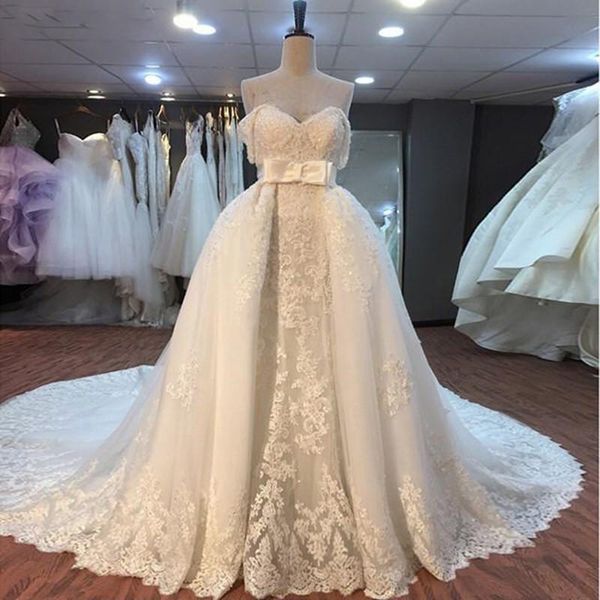 luxury beaded mermaid wedding dresses with detachable train lace off shoulder removable skirt dubai bridal gowns 2 in 1, White
luxury beaded mermaid wedding dresses with detachable train lace off shoulder removable skirt dubai bridal gowns 2 in 1, White