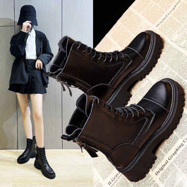 leather martin women's 2021 new inner heightening short thick soles british spring and autumn single boots, Black
leather martin women's 2021 new inner heightening short thick soles british spring and autumn single boots, Black