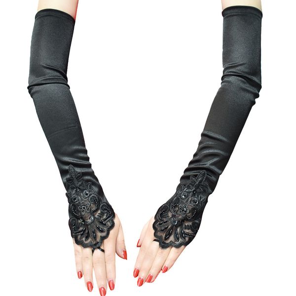 vintage 1920s fingerless lace sequins satin party costume accessories stretch opera black women long gloves, Blue;gray
vintage 1920s fingerless lace sequins satin party costume accessories stretch opera black women long gloves, Blue;gray