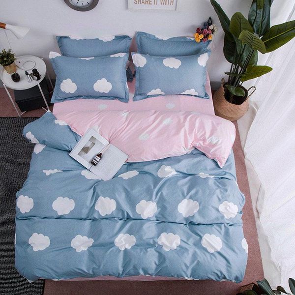 bedding sets clouds pattern printed 4pcs girl boy kid bed cover set duvet child sheet pillowcase comforter 61023