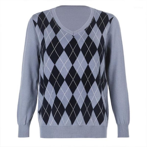 women's sweaters women long sleeve v-neck knitwear sweater preppy argyle plaid print jumper m5te1, White;black
women's sweaters women long sleeve v-neck knitwear sweater preppy argyle plaid print jumper m5te1, White;black