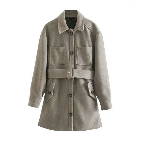 women 2021 fashion with belt loose woolen coat vintage long sleeve pockets female outerwear chic overcoat1, Black
women 2021 fashion with belt loose woolen coat vintage long sleeve pockets female outerwear chic overcoat1, Black