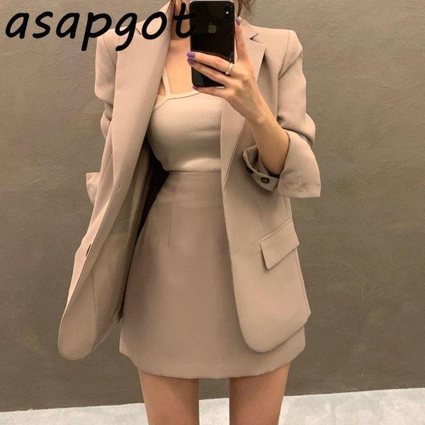 two piece dress asapgot blazer & suits skirt chic korea simple temperament single-breasted notched coat high waist a line skirts, White
two piece dress asapgot blazer & suits skirt chic korea simple temperament single-breasted notched coat high waist a line skirts, White
