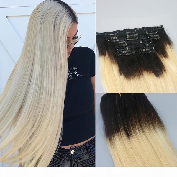 120g 7pcs human hair extensions t1b 613 ombre color black to russian blonde clip in human hair extensions highlights
120g 7pcs human hair extensions t1b 613 ombre color black to russian blonde clip in human hair extensions highlights