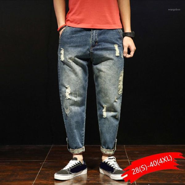 men's jeans boys loose fashion patchwork ripped casual holes ankle-length harem pants jeans trousers large size 28-421, Blue
men's jeans boys loose fashion patchwork ripped casual holes ankle-length harem pants jeans trousers large size 28-421, Blue