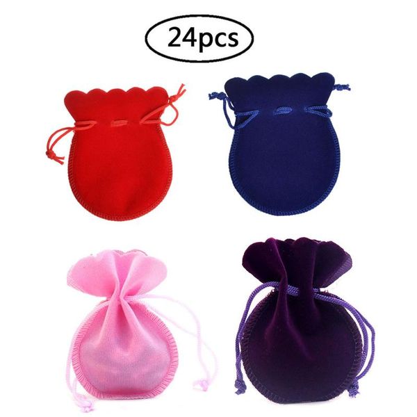 24 шт. calabash упаковка drawstring velvet pouch sachet подарочная сумка для ювелирных изделий свадьба вечеринка партия басера хранение ко, Pink;blue