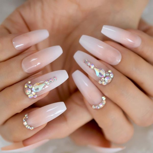 false nails glossy long 3d bling gems pink nude french ballerina coffin fake gradeint natrual press on finger wear uv cover nail, Red;gold
false nails glossy long 3d bling gems pink nude french ballerina coffin fake gradeint natrual press on finger wear uv cover nail, Red;gold