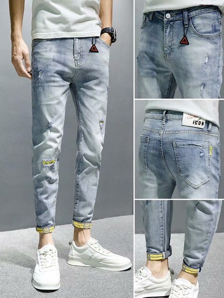 2qbww ripped jeans trousers summer light men's stylish handsome skinny casual ankle-length pants force street fashion and korean trouse, Blue
2qbww ripped jeans trousers summer light men's stylish handsome skinny casual ankle-length pants force street fashion and korean trouse, Blue