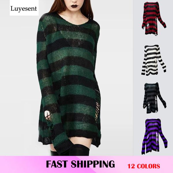 plus size punk gothic long sweater dress women man striped cool hollow out hole broken jumper loose rock thin sweter 2021, White;black
plus size punk gothic long sweater dress women man striped cool hollow out hole broken jumper loose rock thin sweter 2021, White;black