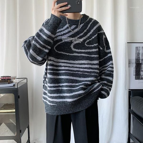 men's sweaters round neck pullover striped men's sweater fall and winter loose casual harajuku chic all-match leopard print couple, White;black
men's sweaters round neck pullover striped men's sweater fall and winter loose casual harajuku chic all-match leopard print couple, White;black