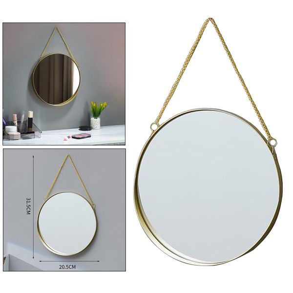 hanging wall mirror round wall-mounted makeup dressing room decor, gold frame for bathroom bedroom cloakroom or apartment
hanging wall mirror round wall-mounted makeup dressing room decor, gold frame for bathroom bedroom cloakroom or apartment