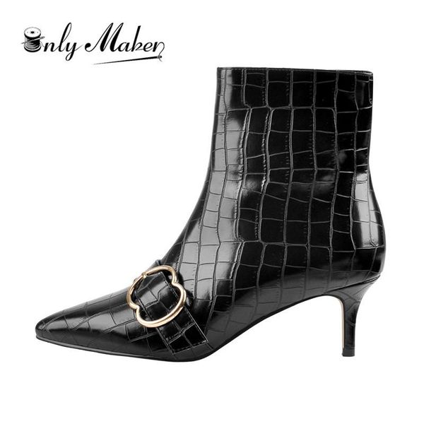 onlymaker women pointed toe pattern kitten heel 6.5cm stone zipper ankle boots single strap black and white booties
onlymaker women pointed toe pattern kitten heel 6.5cm stone zipper ankle boots single strap black and white booties